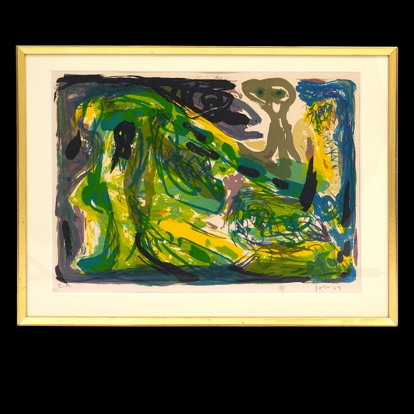 Asger Jorn, 1914-73, litography, "Nuit dechiree", signed 1969. Visible size: 40x56cm. With frame: 67x51cm