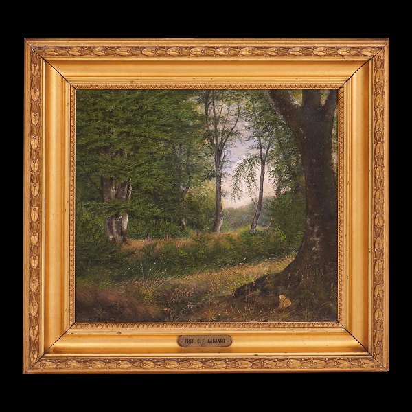 C. F. Aagaard, 183-95, oil on canvas. Danish Landscape signed Aagaard. Visible size: 26x29cm. With frame: 37x40cm