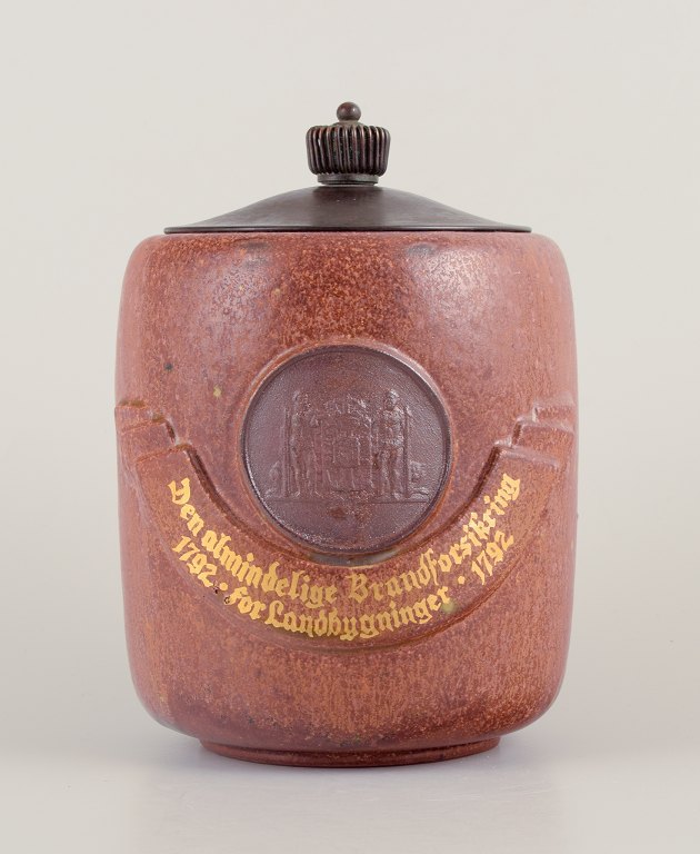Arne Bang, Denmark. Own workshop. Lidded jar in glazed ceramic.