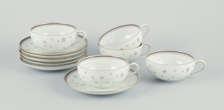 Bing and Grondahl, “Milky Way”. Five teacups with saucers.