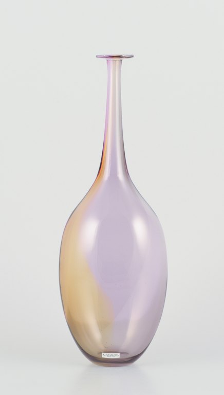 Kosta Boda, Sweden. Large, slim-necked art glass vase.