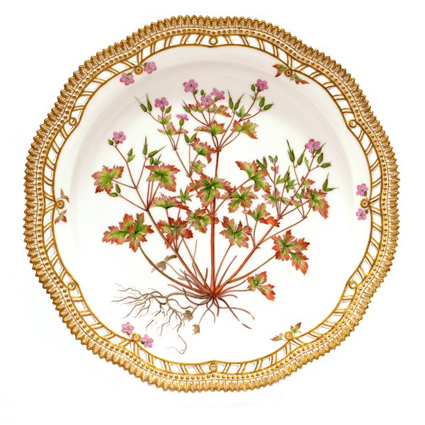 Late 19th century Royal Copenhagen Flora Danica plate 3529 made 1894-1900. D: 34,5cm