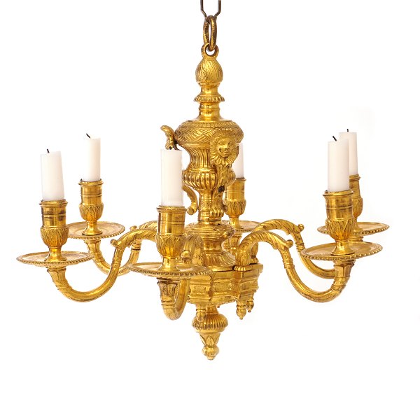 An early and rare Baroque gilt chandelier Sweden or France circa 1720-30. H: 31cm. D: 34cm