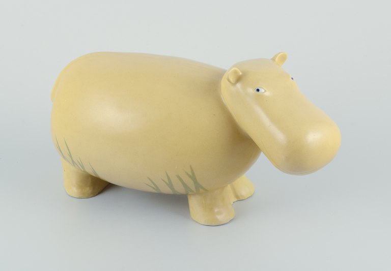 MARIANNE GUNNEMARK for Höganäs, Sweden.Very large and rare ceramic figurine of a hippo.