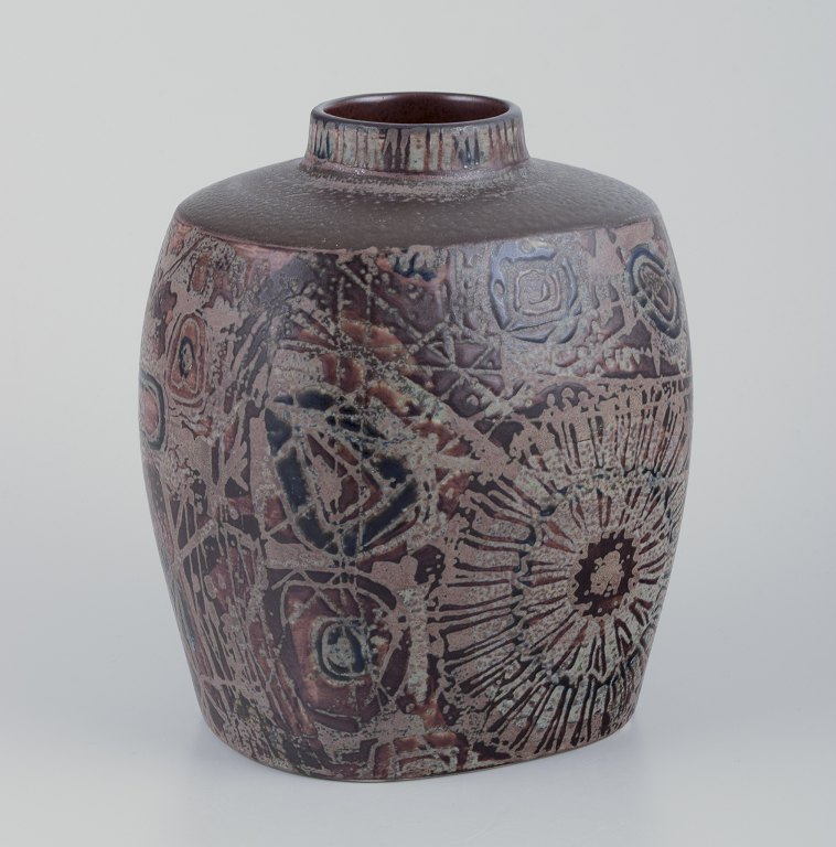 Niels Thorsson for Royal Copenhagen."Baca" vase in faience.