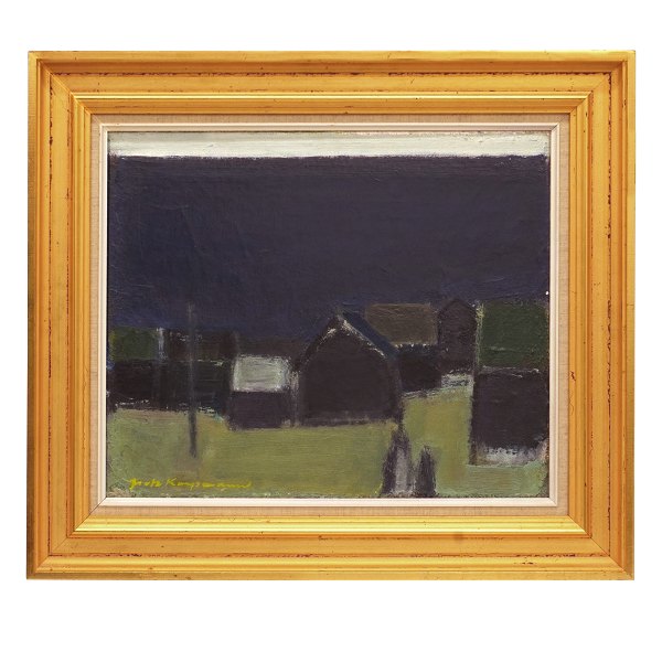 Jack Kampmann, 1914-89, maleri med motiv fra Færøerne. Olie på lærred. Lysmål: 38x46cm. Med ramme: 53x61cm