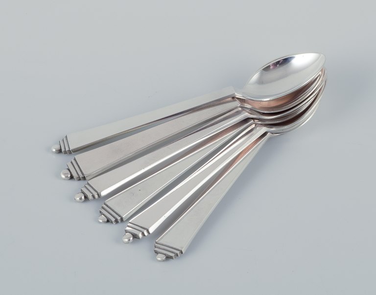 Georg Jensen Pyramid. A set of six coffee spoons.