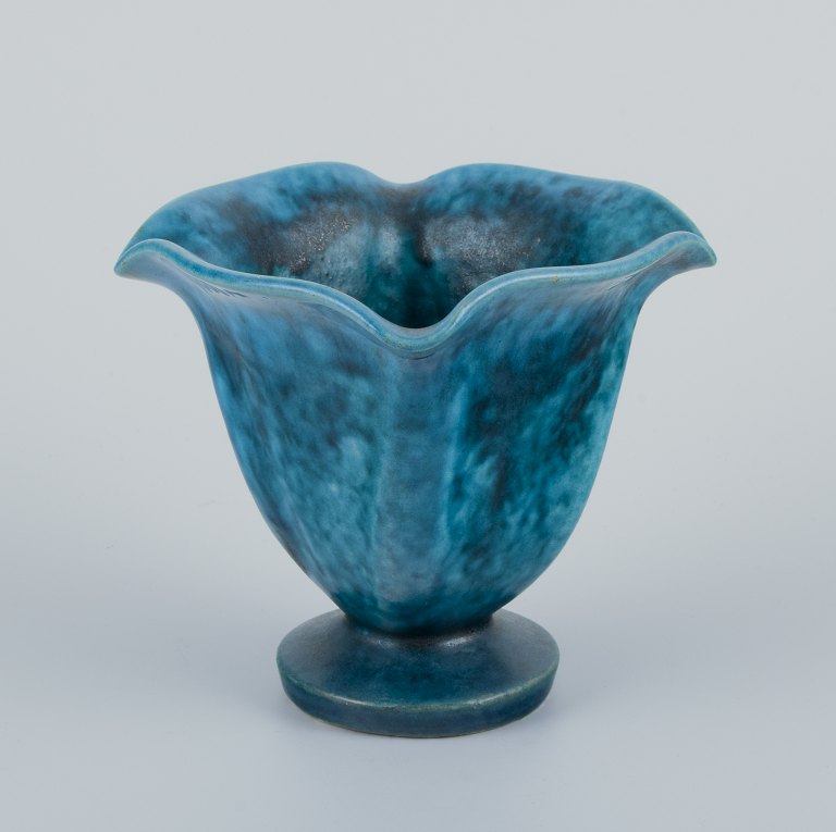 Svend Hammershøi for Kähler, Denmark.Small ceramic vase with organic shape.