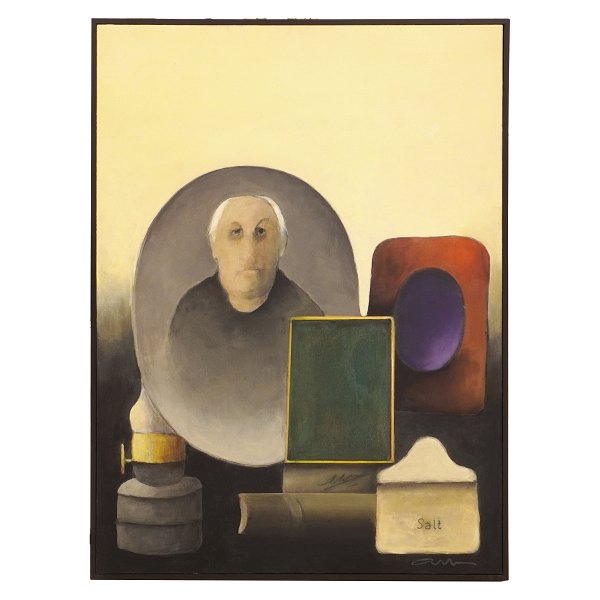 Albert Bertelsen, 1921-2019, olie på lærred. "Antik Runden". Signeret og dateret 2017. Lysmål: 93x70cm. Med ramme: 96x73cm