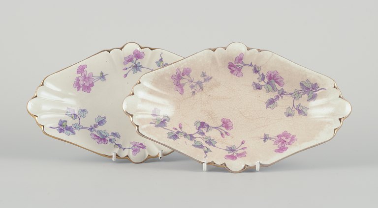 Gustafsberg, Sweden.Two small oblong "Geranium" earthenware bowls.