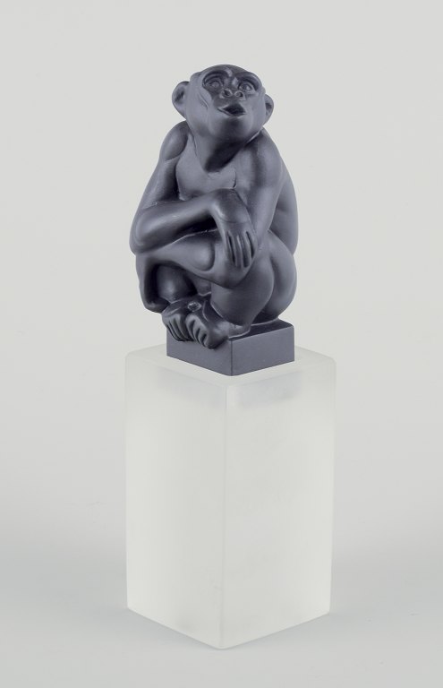 Pia Langelund for Royal Copenhagen. Chimpanzee figure in bisquit.