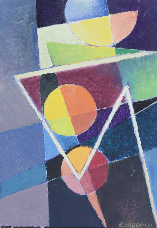 Stellan Widholm (1939-2004), listed Swedish artist, oil on panel.Cubist composition.