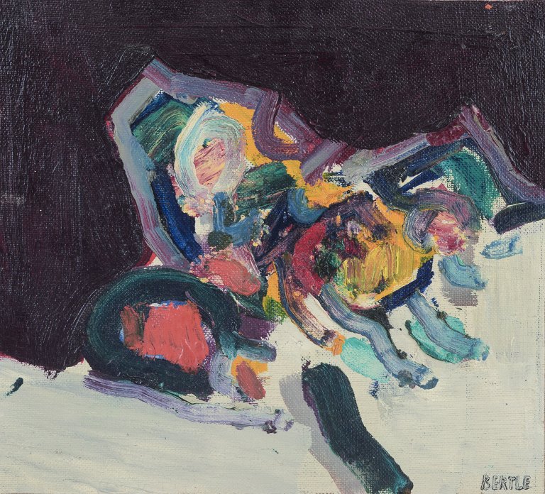 Lars Bertle (b. 1925), listed Swedish artist.Oil on canvas. Abstract composition.