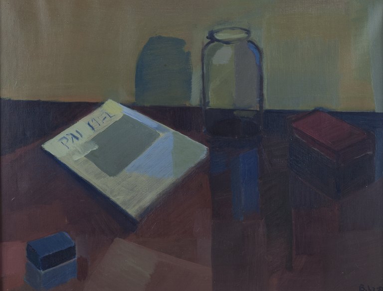 Birger Lindberg (1901-1991) Svensk kunstner, olie på lærred.Modernistisk stilleben.