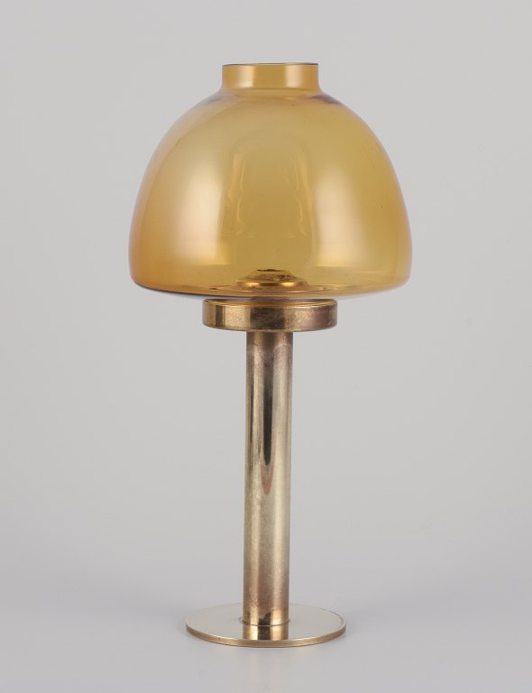 Hans-Agne Jakobsson, brass and smoked glass candlestick.