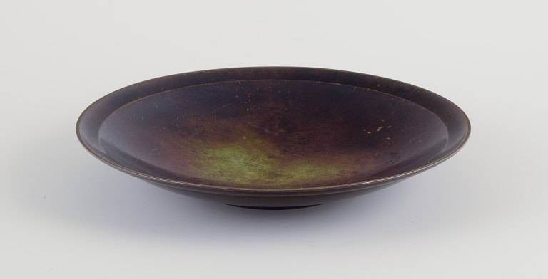 Just Andersen.Large circular Art Deco bowl in patinated bronze.
