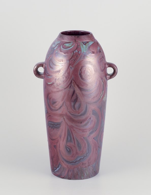 E.B.S. Klint. Danish ceramicist.Large unique floor vase with two handles.