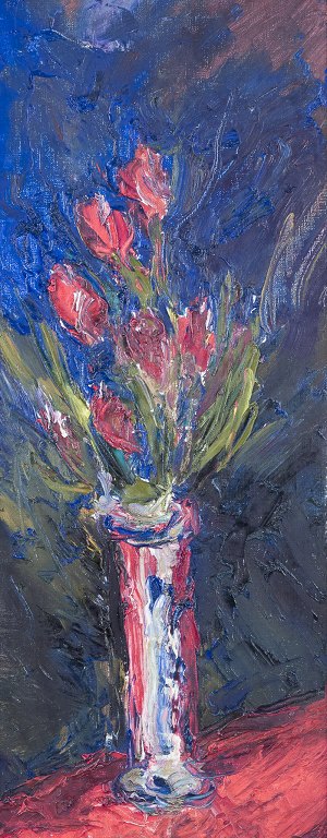 E. Ekholm, Swedish artist.Oil on canvas.Motif of flowers in a vase.