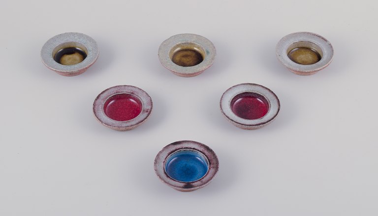 Nils Kähler for Kähler.A set of six small stoneware bowls.