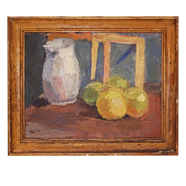 Henry Nielsen maleri. Henry Nielsen, 1907-1937, olie på plade. Stilleben. Signeret og dateret 1927. Lysmål: 38x49cm. Med ramme: 49x60cm