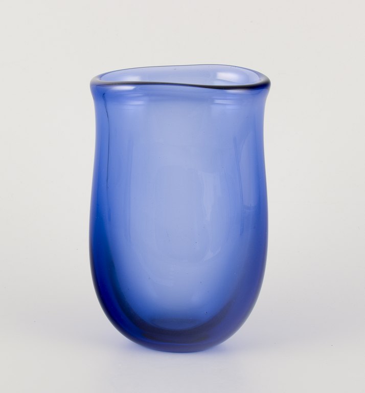 Per Lütken for Holmegaard.Unique vase in blue art glass.