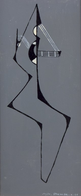 Sigfrid Bhamba, listed Swedish artist. Oil on canvas.Cubist composition.