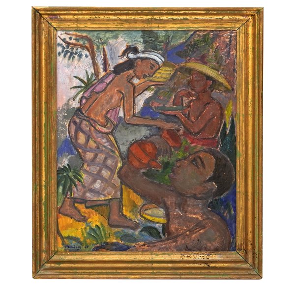 Harald Heiring, maleri. Harald Heiring, 1906-95, olie på pap. Signeret og dateret 1960. Lysmål: 43x34cm. Med ramme: 53x44cm