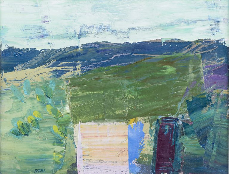 Lars Bertle, Swedish artist.Oil on canvas.Abstract landscape from Rhodes.