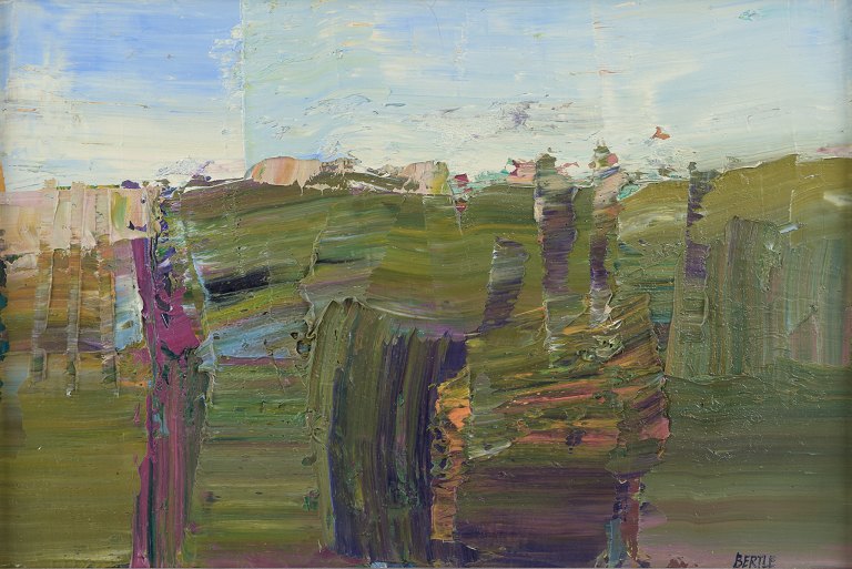 Lars Bertle, Svensk kunstner.Olie på malerplade.Abstrakt landskab fra Fårö.