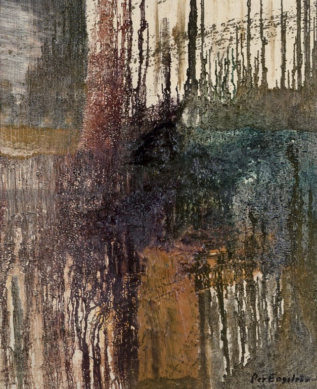 Per Engström (1873–1931), svensk kunstner.Olie på lærred.Abstrakt komposition.