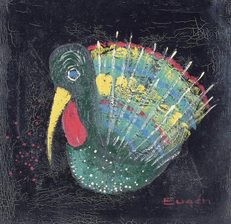 Ubekendt svensk kunstner, olie på lærred.Motiv af fugl i abstrakt stil.