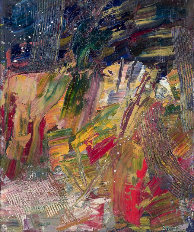 Lars Bertle, listed Swedish painter.Oil on board.Abstract composition.