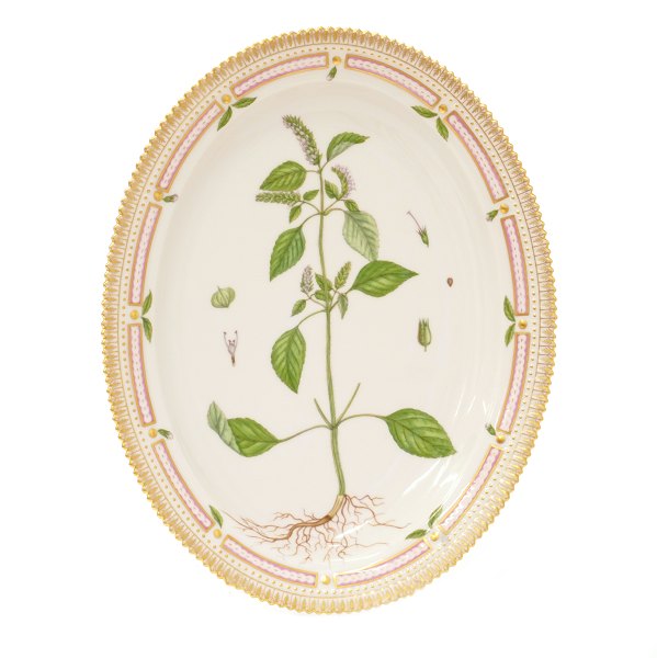 Royal Copenhagen Flora Danica large plate 3517. L: 36cm. "Elsholtzia ceistata Willd."