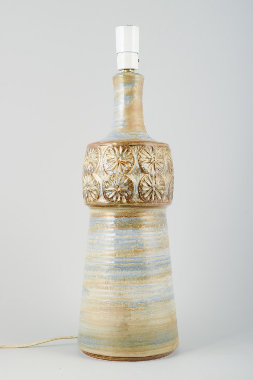 Arne Finne for Søholm.Very large ceramic lamp with period-typical pattern.