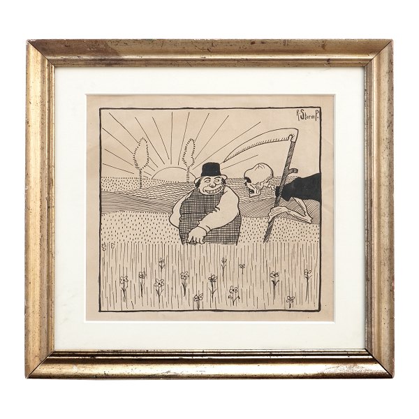 Robert Storm Petersen, 1882-1949, drawing. Signed. Visible size: 23,5x25,5cm. With frame: 35x37,5cm