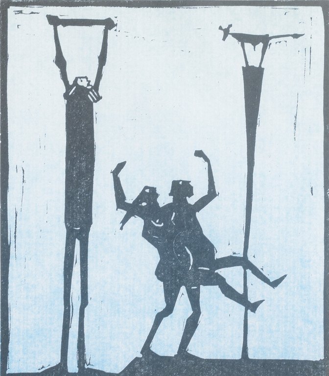 Åke Holm, Sweden.Woodcut, 1970s.