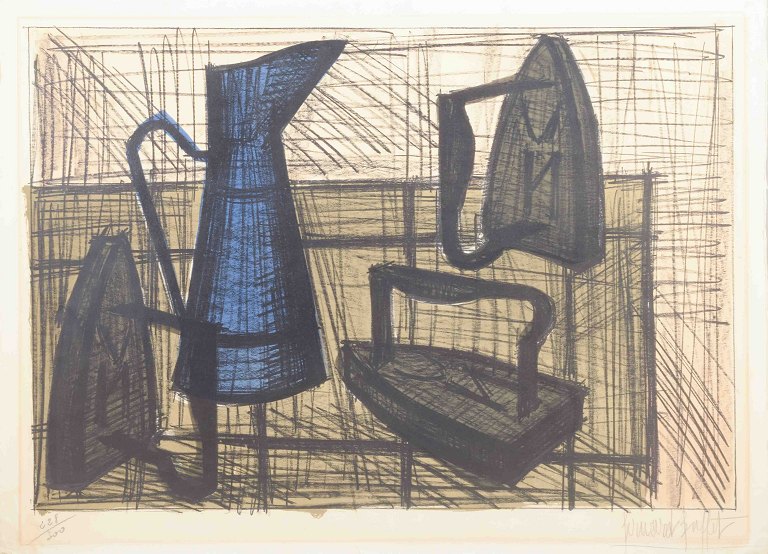 Bernard Buffet (1928–1999)Kande og strygejern.Litografi i farver.