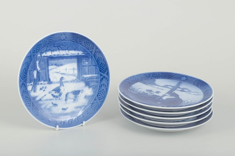 Royal Copenhagen6 juleplatter.Årgange: 1969, 1970, 1971, 1972, 1975 og 1976