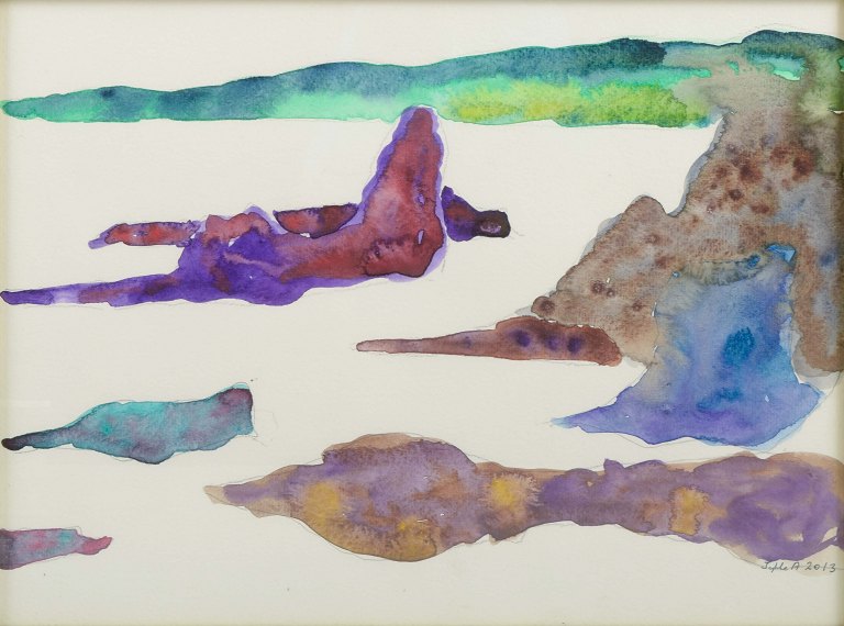 Jytte Abildstrøm (1934–2025)Komposition, 2013.Akvarel på papir.