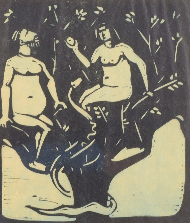 Åke HolmWoodcut with biblical motif.