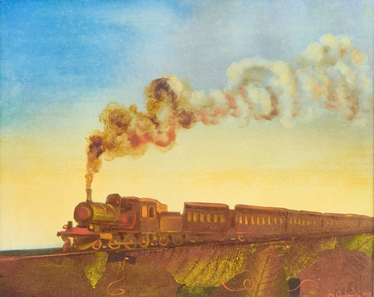 Mikael KvarseboSwedish artistLocomotive.Oil on board, 1984.