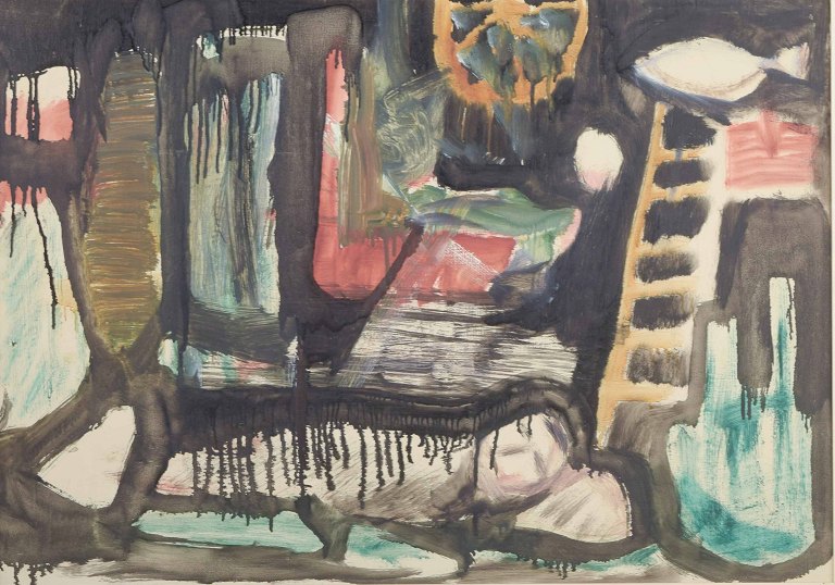 Abstract Composition.Scandinavian artist.Oil on board.