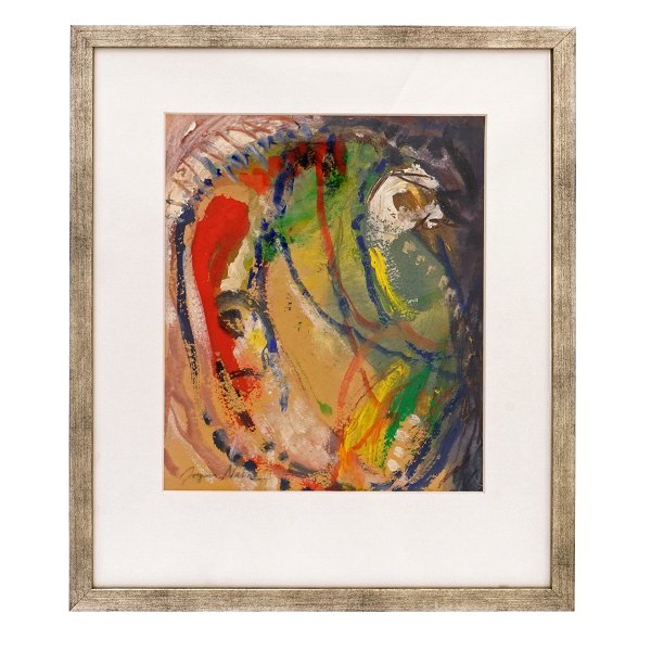Jørgen Nash, 1920-2004, mixed media, watercolor and chalk. Signed Jørgen Nash. Visible size: 26x22cm. With frame: 41x34cm