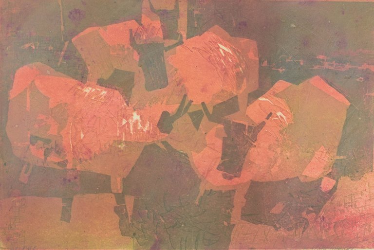 Ebbe Eberhardson (1927–2020)Abstrakt komposition.Særtryk, farvetryk på papir.