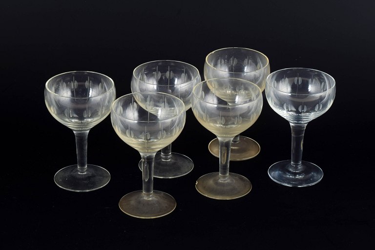 Holmegaard – Kirsten PiilDesignet af Per Lütken i 1956.6 stk. hedvinsglas, ca. 1950/60’erne.