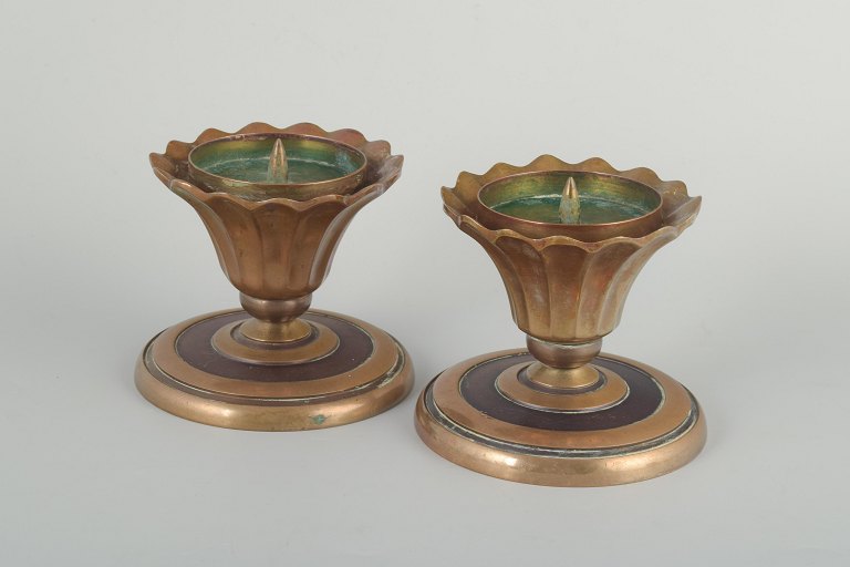 CAWAPar lysestager i messing, Art Deco, 1940’erne.