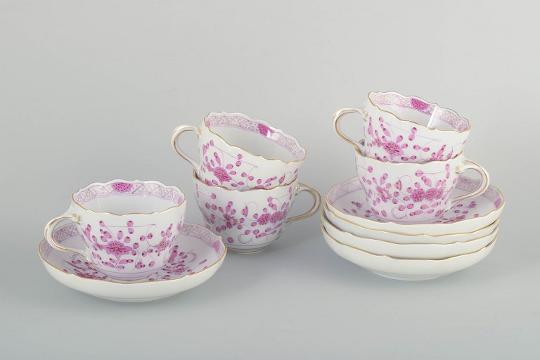 Meissen, “Pink Indian”Tea set for 5 persons, early 20th century.