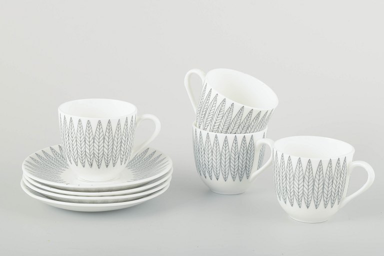 Stig Lindberg for Gustavsberg4 cups and saucers “Salix”, mid-20th century.