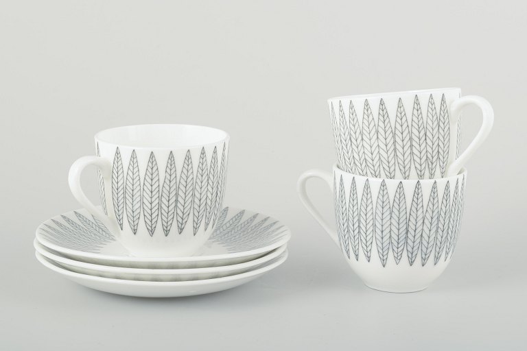 Stig Lindberg for Gustavsberg3 cups and saucers “Salix”, mid-20th century.