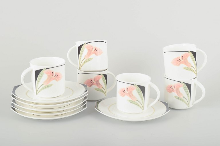Villeroy & Boch6 kopper med underkopper “Iris”, 1980’erne.